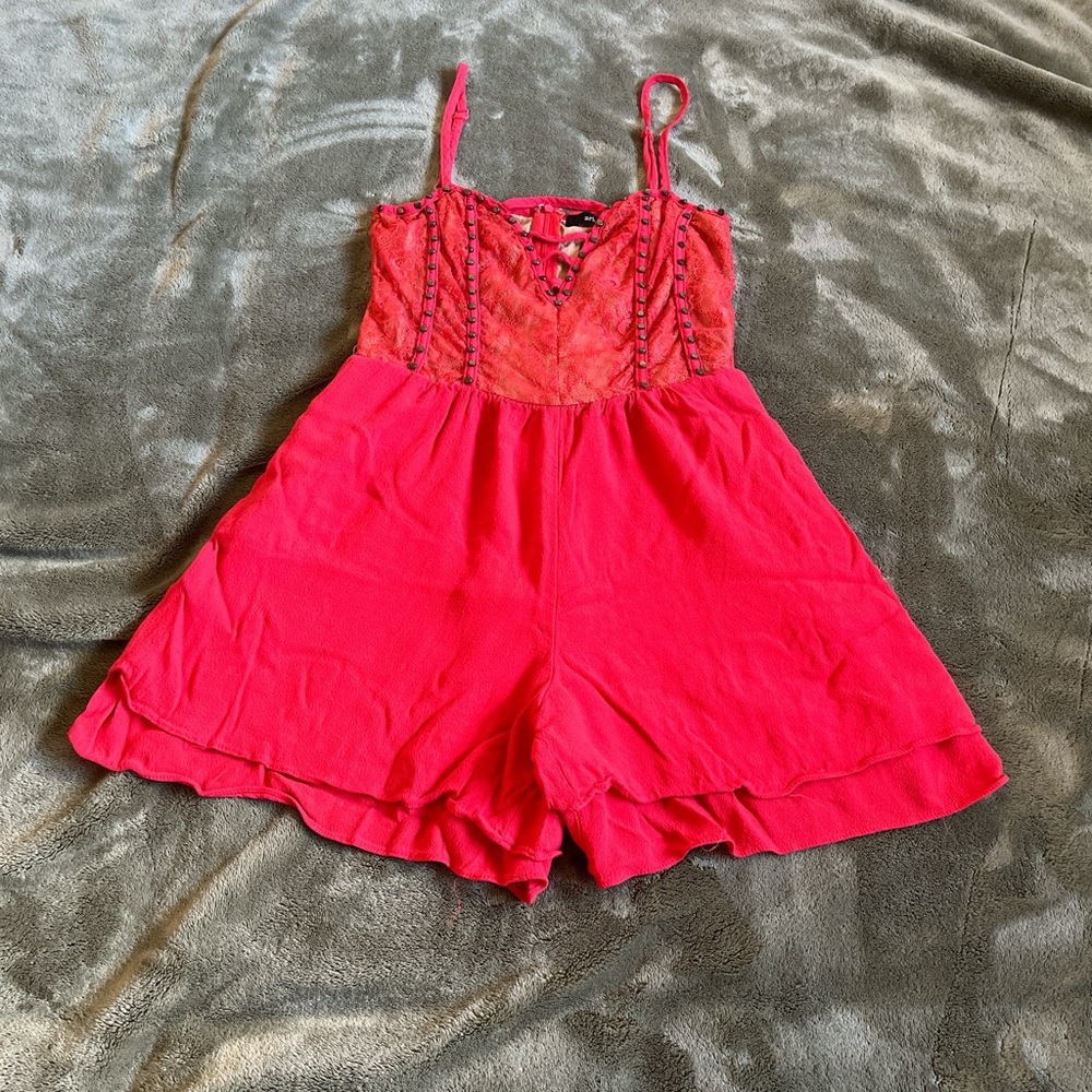 Red Lace Bodice Romper